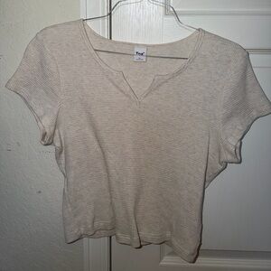 TNA Waffle Notch T-Shirt Cream